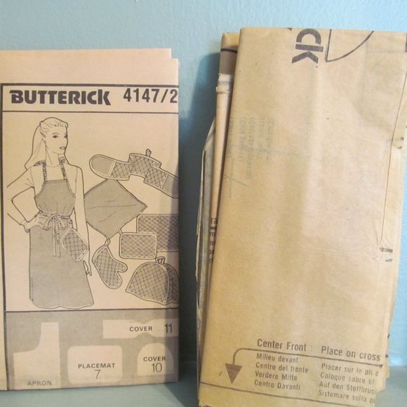 Vintage 1980s Butterick 4147 Sewing Craft Pattern Kitchen Accessories Apron - Picture 10 of 10
